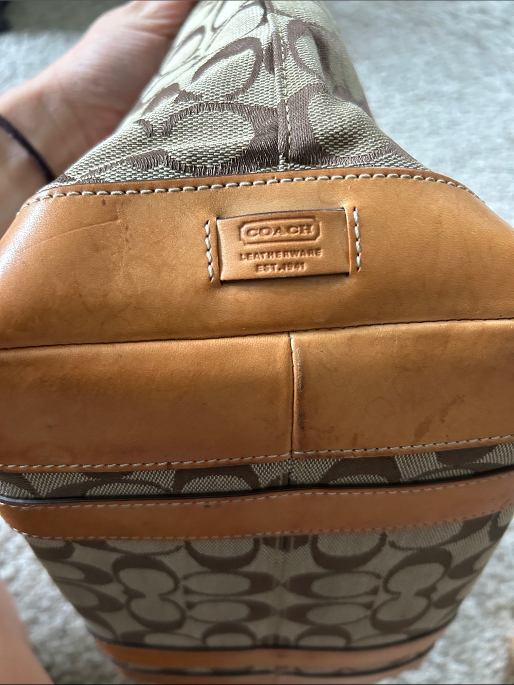 Coach vintage Brown and Tan Signature Canvas Tote - Picture 4 of 4